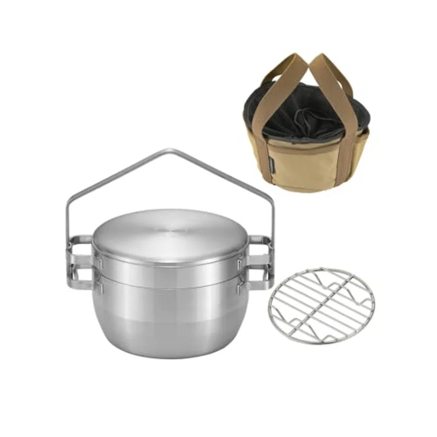 

Голландская духовка из нержавеющей стали объемом 1,5 литра с 6-дюймовой крышкой 2 в 1 для приготовления пищи в одиночном кемпинге Компактная и прочная уличная кухня S