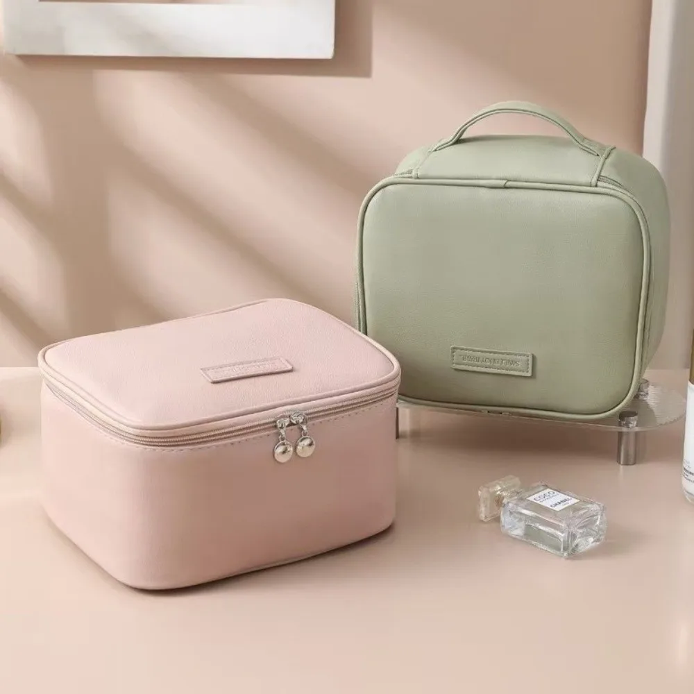 Cosmetische handtas met meerdere zakken, ritssluiting, dubbellaags draagbaar make-uptasje, gemakkelijke toegang, comfortabel handvat
