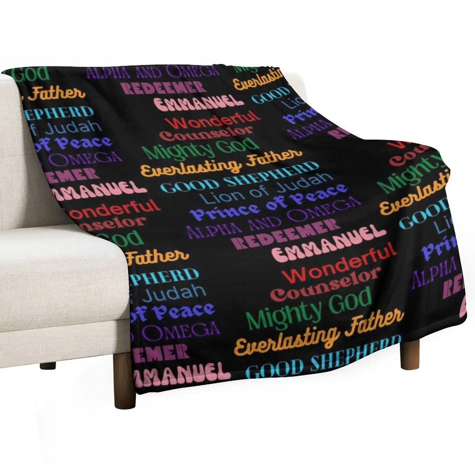 Names of Jesus: Wonderful, Counselor, Mighty God, Redeemer! Throw Blanket Stain Resistant Cozy Warm Blanket