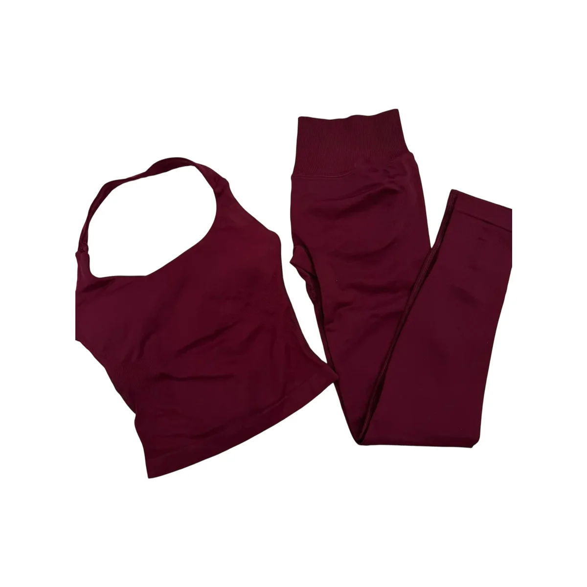 Womens Halter Backless Seamless Yoga Top and Scrunch Butt Lifting Leggings 2 Piece Set for Fitness Gym Workout Training