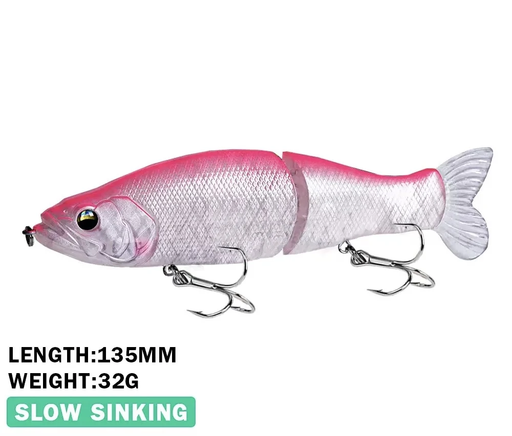 

Slow Sinking Glide Jointed Swimbait Hard Bait for Saltwater Bass Pike Salmon Trout Muskie Fishing Lure - Glide Action SwimBait