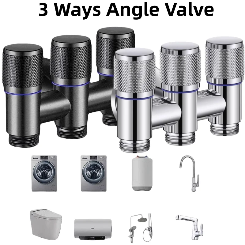 

Stainless Steel One Into Three Out of Angle Valve Anti-Backflow Threaded for Bathroom and Washing Machine Toilet Fittings