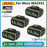 6000mAh 20V For Worx WA3551 Rechargeable Battery Power Tool For Battery WA3551.1 WA3572 WA3553 WX390 WX176 WX178 Spare Battery