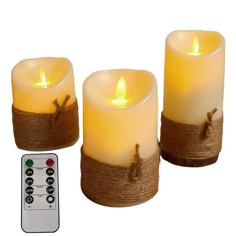 

Flameless Pillar Candles 3X Remote Candles With Timer Candles Flickering Realistic Holiday Favor For Room Farmhouse Decor Home