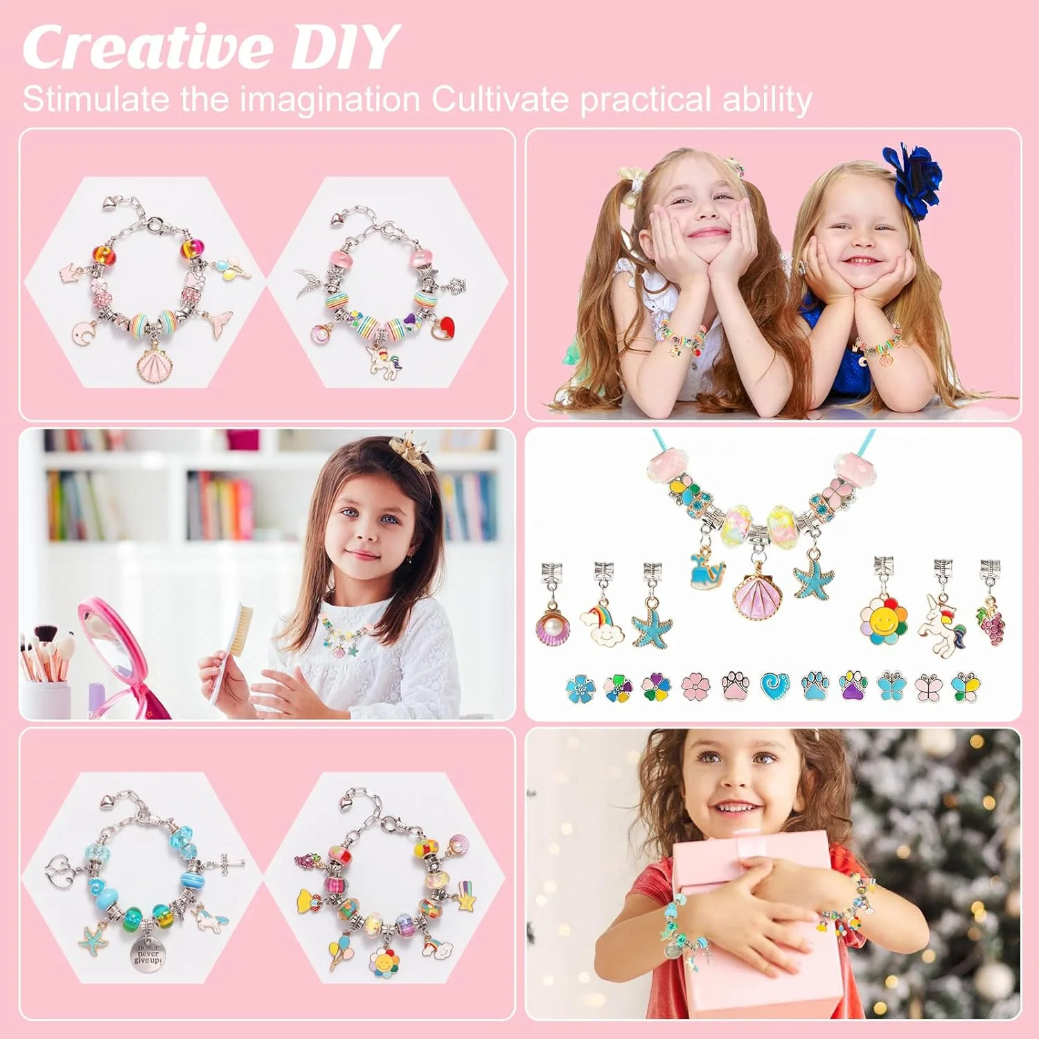 DIY Perlenarmband Bastelset Mädchen Schmuckkästchen Spielzeug Rollenspiel Bastelset Kinder Urlaubsgeschenk