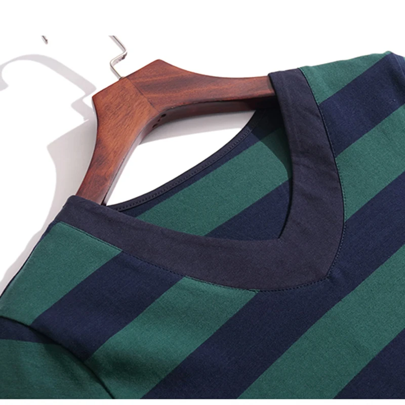 V Neck Cotton T Shirt Women Striped Tee Shirt Femme Short Sleeve Tshirts Loose Tops Female 2023 Summer Casual Clothes Camisetas