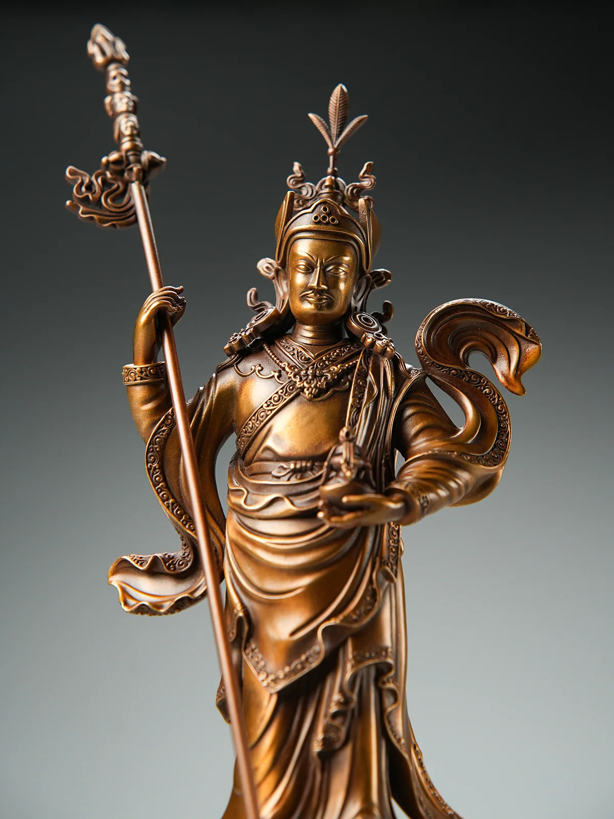 Seiko Lotus Sheng Shi Li Buddha Statue, Full Body Ornaments, Red Copper