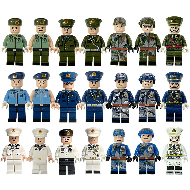 육군 인형 중국 해상, 육상 및 공군 현대 군사 조립식 건물 블록 인형 소년 교육용 장난감 휴일 생일 선물