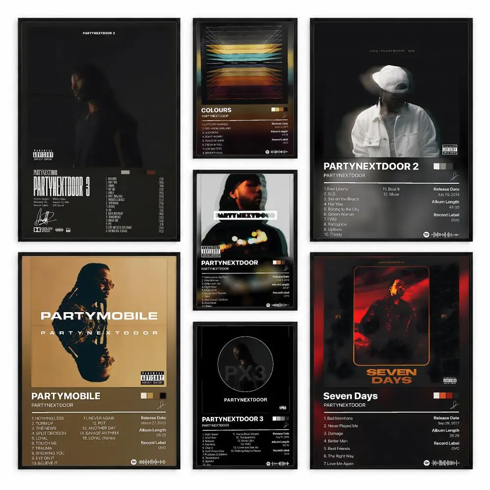 Retro Music Album P-Partynextdoor Poster Self-adhesive Waterproof Paper Sticker Coffee House Bar Room Wall Decor