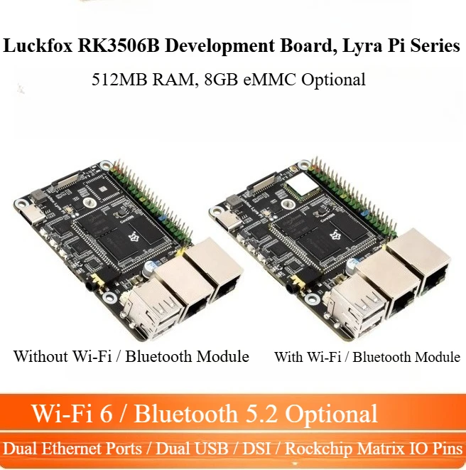 Luckfox Lyra Pi RK3506B Linux Dev Board Core3506, Support Wi-Fi 4G Module Embedded IoT Development Board