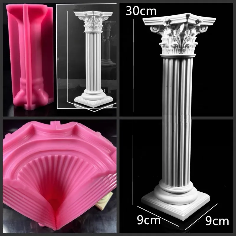 30cm Large Roman Column Candle Silicone Mold Roman Column Gypsum Concrete Cement Silicone Mold Home Decor Acrylic Plastic mold