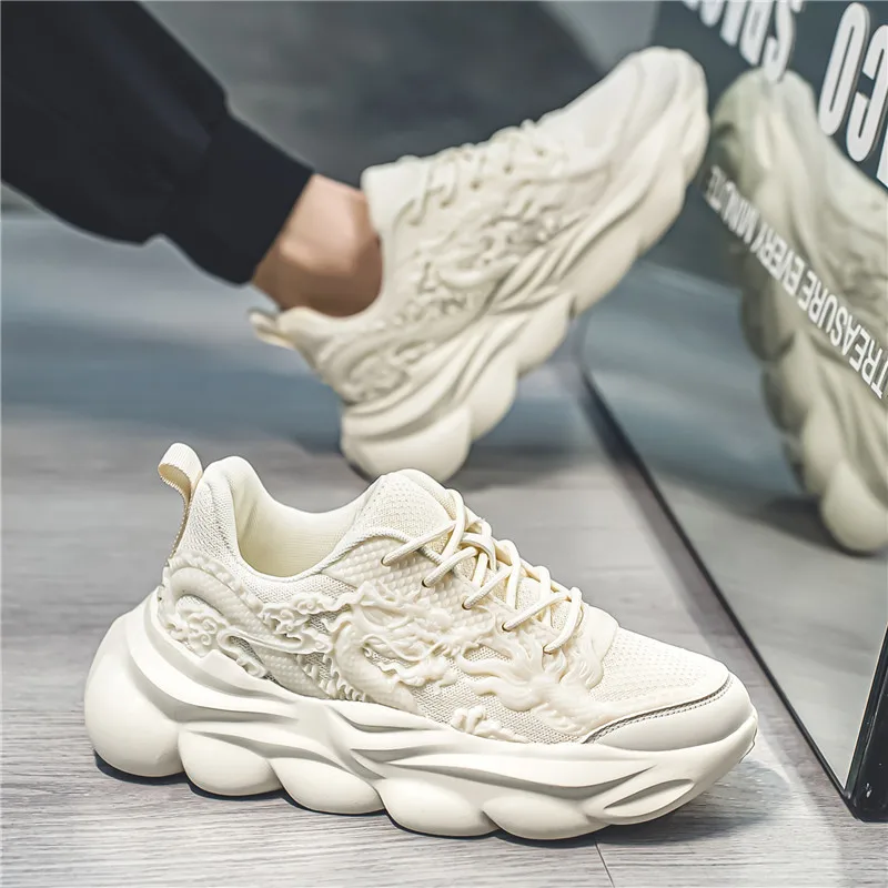 Men Casual Trend All-match fashion Height Increasing abrasion resistant Breathable Dad Shoes Lace-up Student Campus Street Sneakers Social Brother