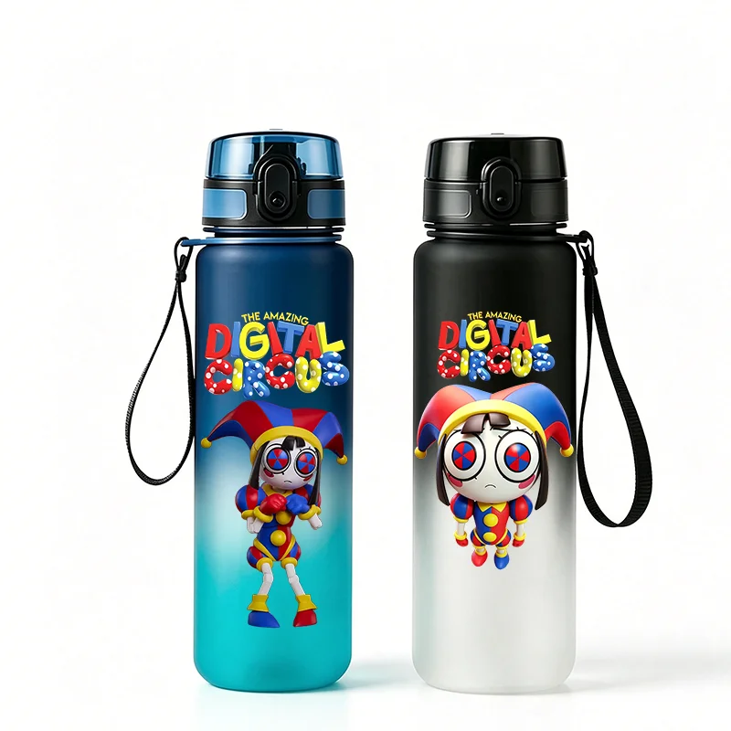 The Amazing Digital Circus Cartoon 650ml Gradient Sports Water Bottle, Outdoor Portable Cup, Gifts for Vacations and Festivals