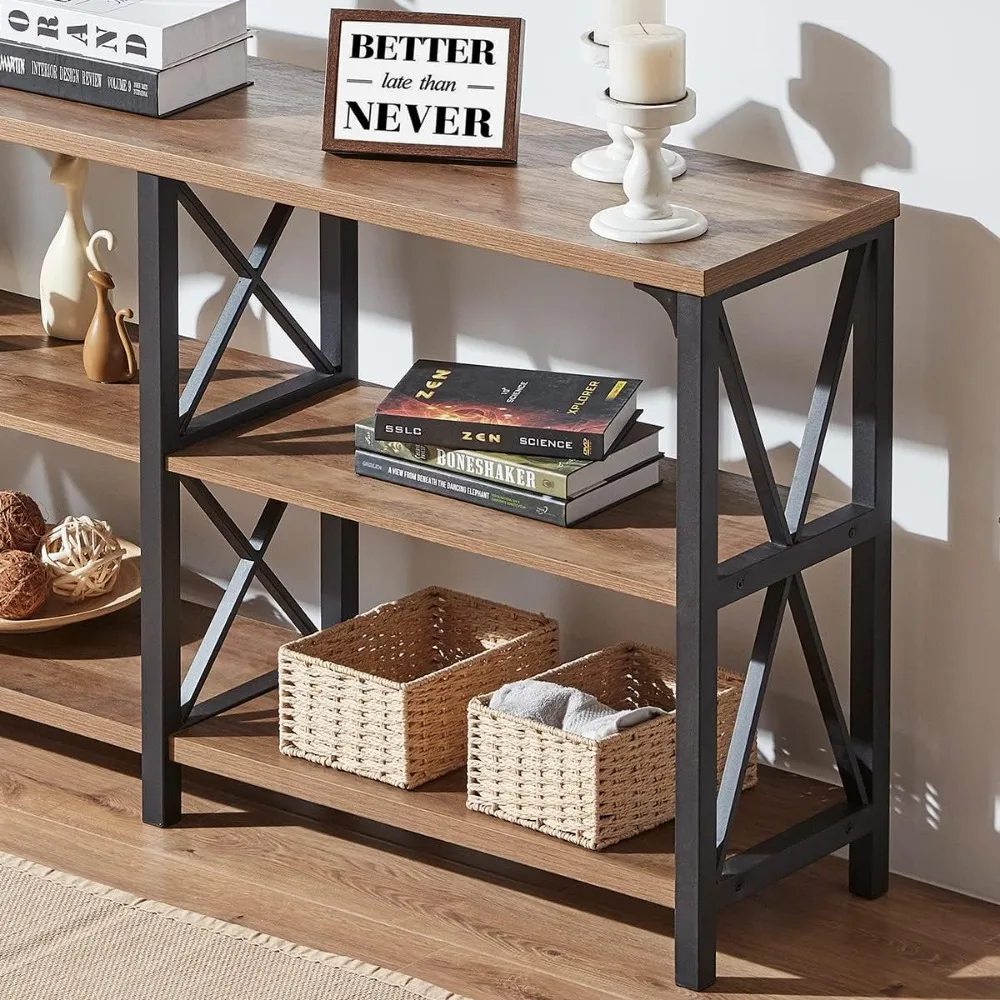 طاولة وحدة تحكم من الخشب والمعدن على الطراز الصناعي، طاولة أريكة ريفية لغرفة المعيشة، طاولة مميزة لمدخل المدخل، بهو بارنوود #4