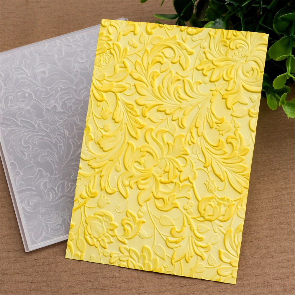 3D Stereo Retro Baroque Vine Flower Embossing Folder Clear Plastic Emboss Plate Card Making Scrapbook Album Decor
