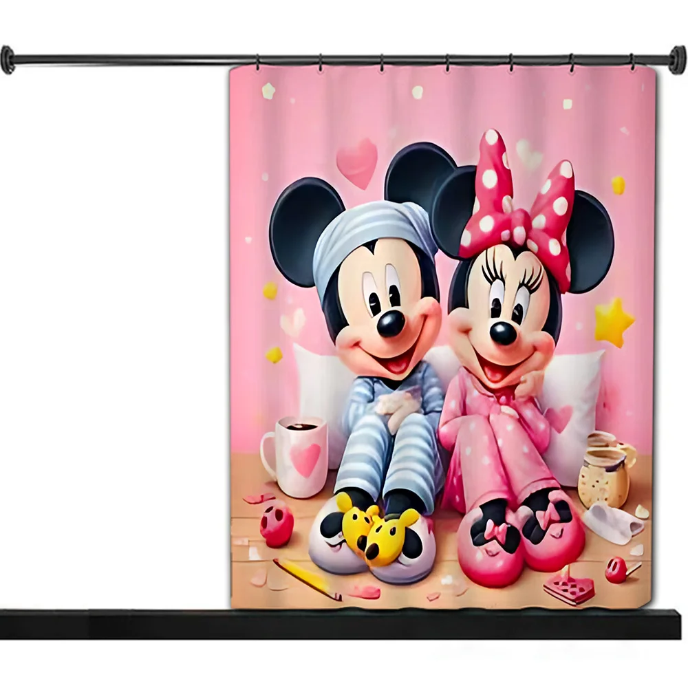 Mickeys Minnies Shower Curtain Waterproof Polyester Fabric Paint Colorful Bath Curtains Home Bathroom Decor Curtain With Hook