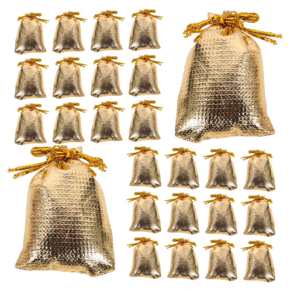 

100 Pcs Candy Bags Party Gift Packaging Drawstring Jewelry Small with Golden for Selling Bride