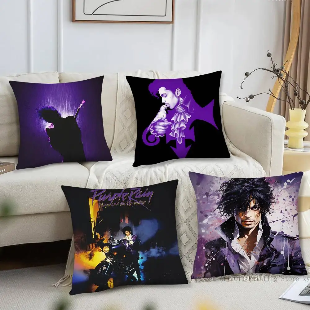 1pc P-PRINCE Purple Rain Vintage Anime Pillow Case Fashion Square Pillowcase Bedroom Sofa Room Ins Decoration Leisure