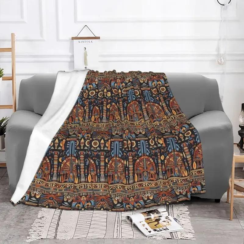 Egyptian Style Art Blanket Fleece Print Ancient Egypt Portable soft Throw Blankets for Refrigerator Office Bedspread