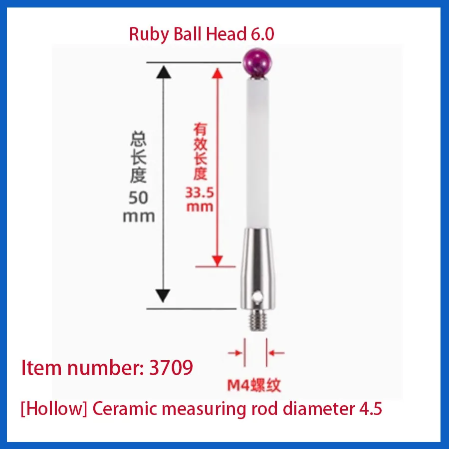 CNC machine probe dedicated M4 ruby ceramic measuring needle A-5000-3709/3712 Renishaw 6.0mm