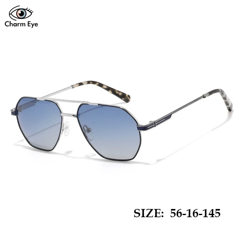 

New Men Driving Polarized Sunglasses Fashion Double Beam Alloy Square Frame Outdoor Travel Sports UV Resistant Toad SUN Glasses