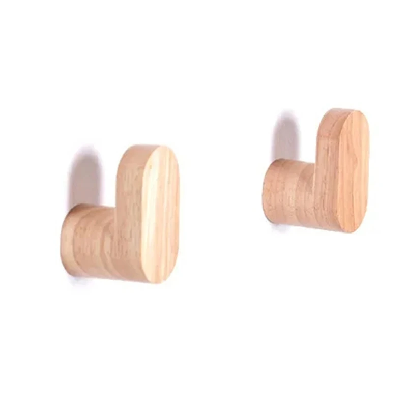2Pcs Wood Clothes Hanger Wall Mounted Coat Hook Decorative Key Holder Hat Handbag Storage Hanger Bathroom Rack Hooks Retail