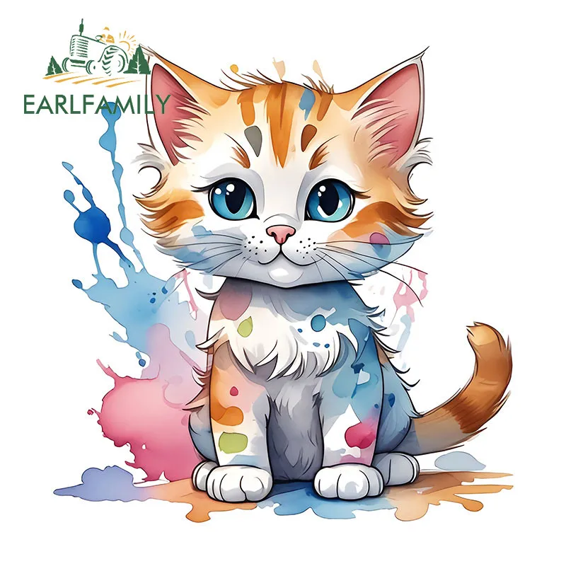 

EARLFAMILY Cat Graffiti Cute Car Stickers Personality Amusing JDM Decals Suitable for Motorcycle Laptop Suitcase Water Bottle