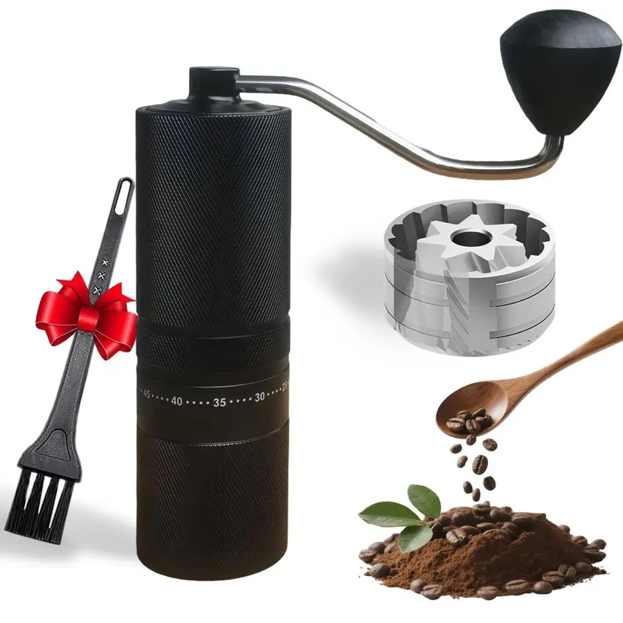 

Coffee Grinder with 60 Adjustable Speed Coarse, Portable Hand Coffee Bean Mill with Double Bearing Positioning, Manual Grinder f