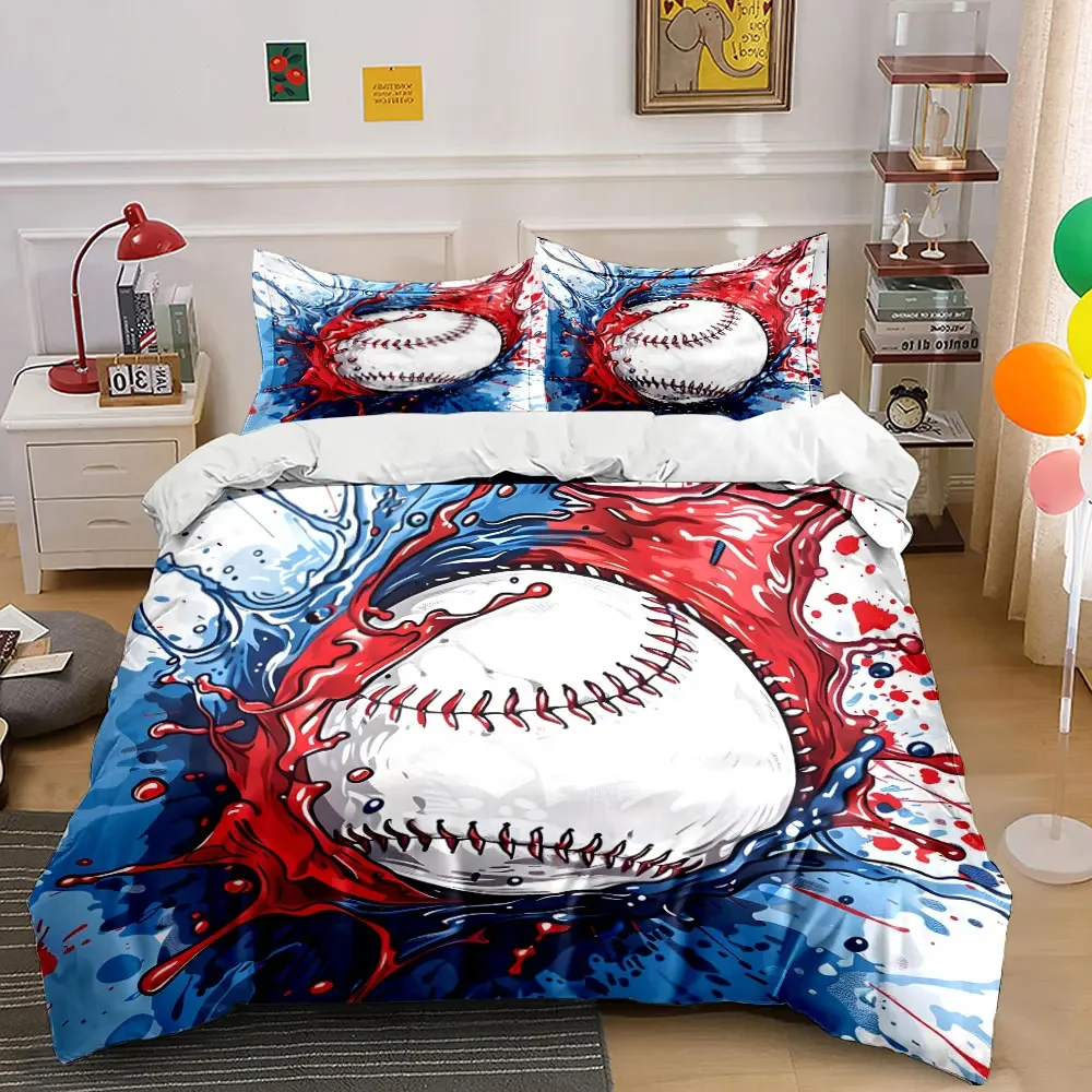 

"Baseball Themed Art Set" Soft Comfortable Duvet Cover Bedding Set Included 1*Duvet Cover & 2*Pillowcases, gift