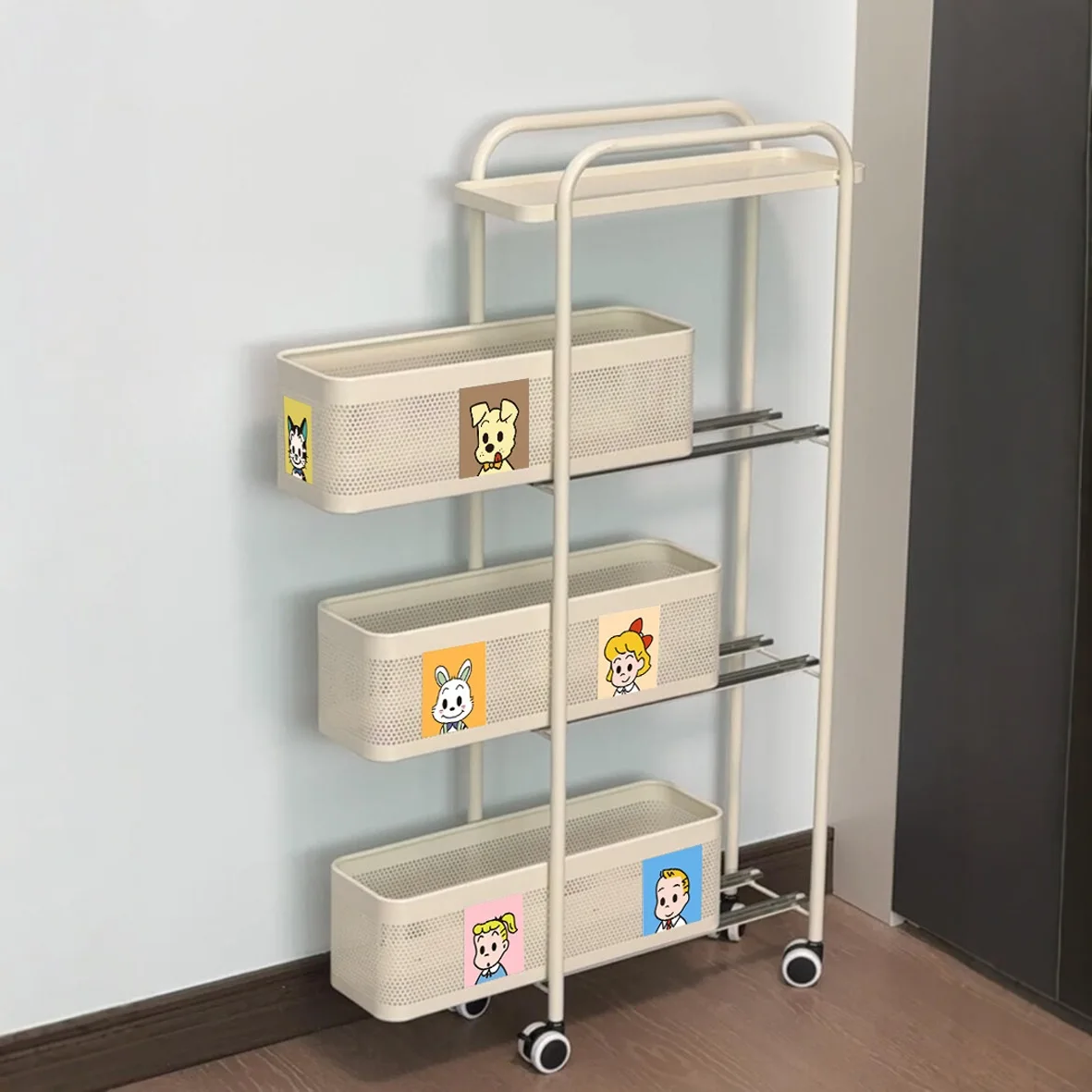 Narrow-Space Rolling Storage Cart Layer Slim Organizer Trolley Kitchen Bathroom Bedroom Living Room Mobile Pull Out Shelf Rack