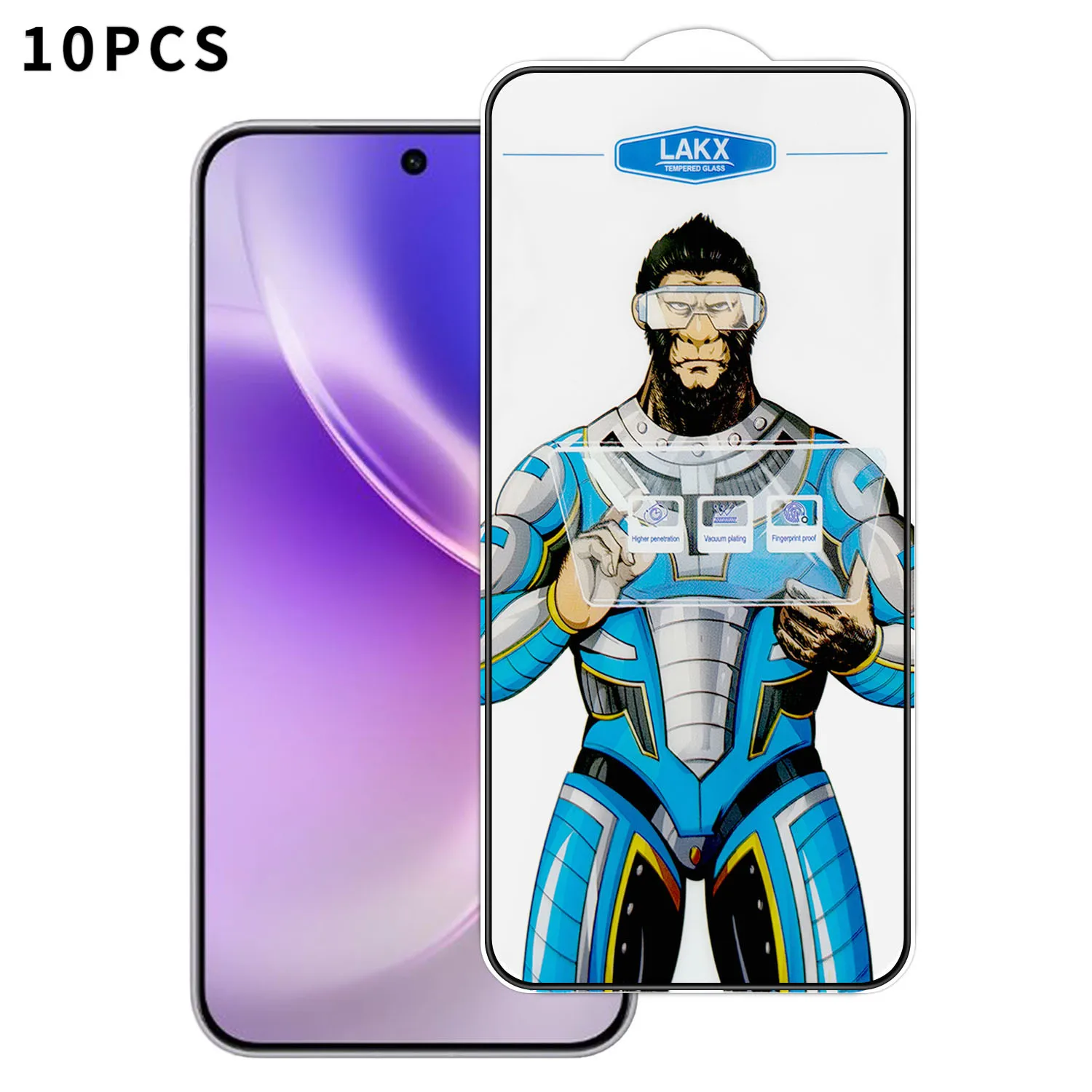 

For vivo X300 5G 10Pcs High Definition Tempered Glass Anti-fingerprint Anti-static Electroplating Full Screen Protector - Transp