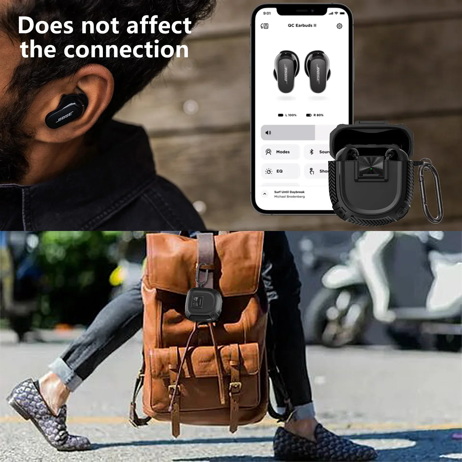 Funda protectora para auriculares BOSE QuietComfort Ultra / QuietComfort II, estuche para auriculares con botón pulsador