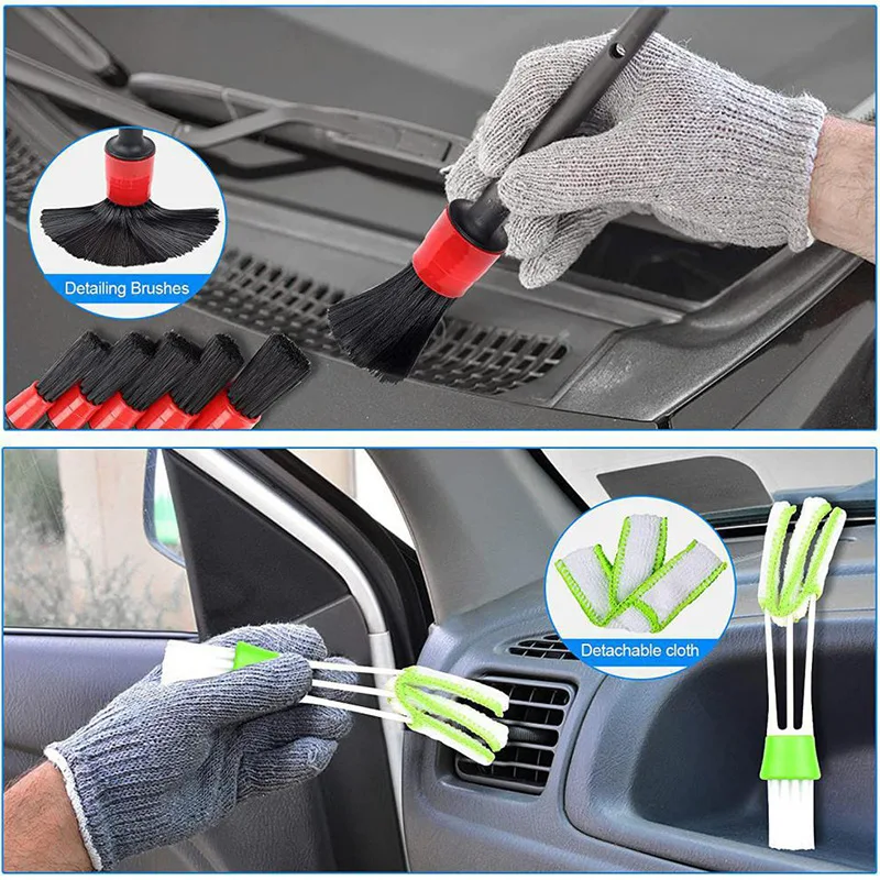 Cross-border hot sale26Car Beauty Car Wash Detail Brush Electric Drill Brush Air Outlet Brush Motorcycle Gloves Combination