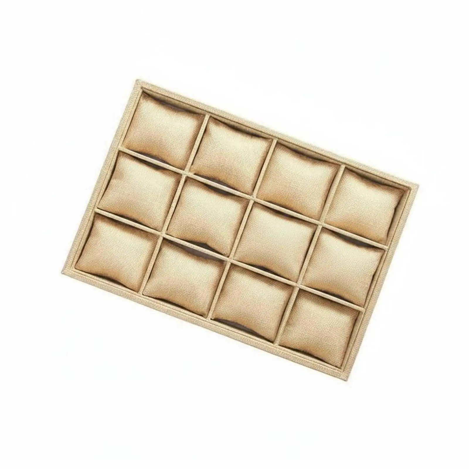 Wooden Fabric Jewelry Holder Cushion Slots Watch Organizer Display Tray for Accessories Shop Countertop