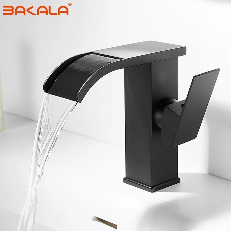 

BAKALA Роскошный смеситель для раковины из золотой латуни с двойной ручкой, хромированный смеситель для раковины для горячей и холодной воды, белый/полированный золотой смеситель