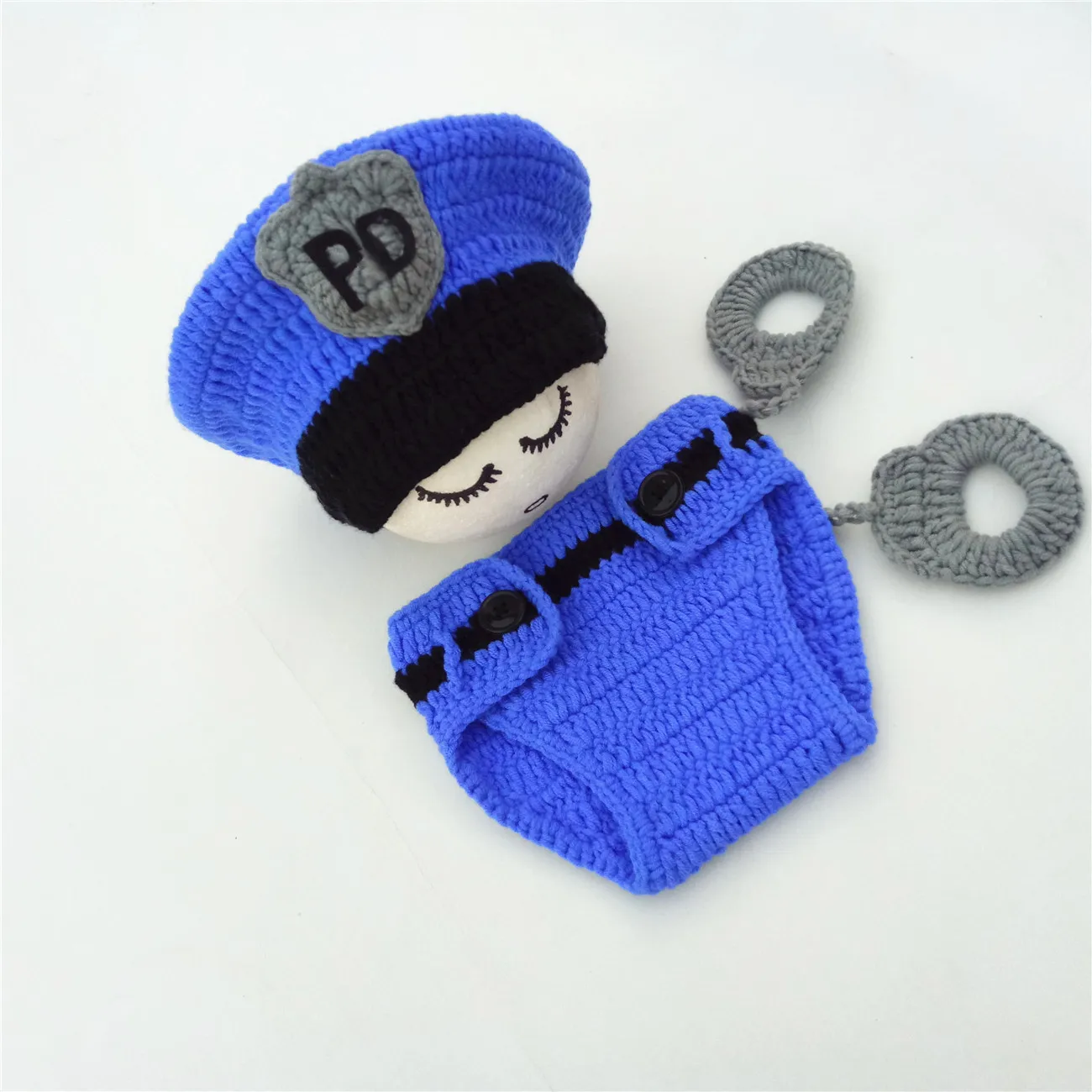 PD Security Suit Baby Photography Clothing for Boys Shooting Handmade Knit Newborn Photography Accessories Baby Souvenirs view 2