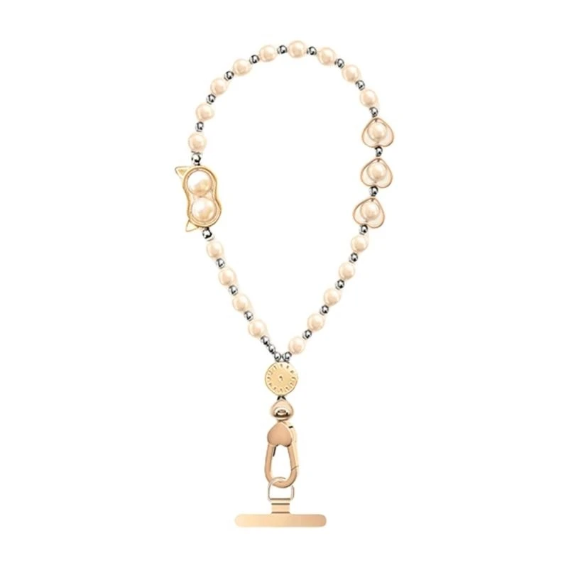  Secure Clip Phone Holder Lanyard Short Crystal Beads Chain Fashionable Eyes Charm for Everyday Carry Convenience