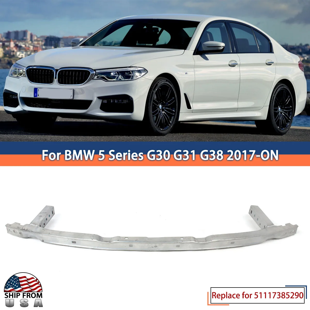 MAGICKIT Front Bumper Lower Crash Bar For 2017-2020 BMW 5 Series G30 Saloon,G31 Touring Model 51117385290,7385290 Accessories