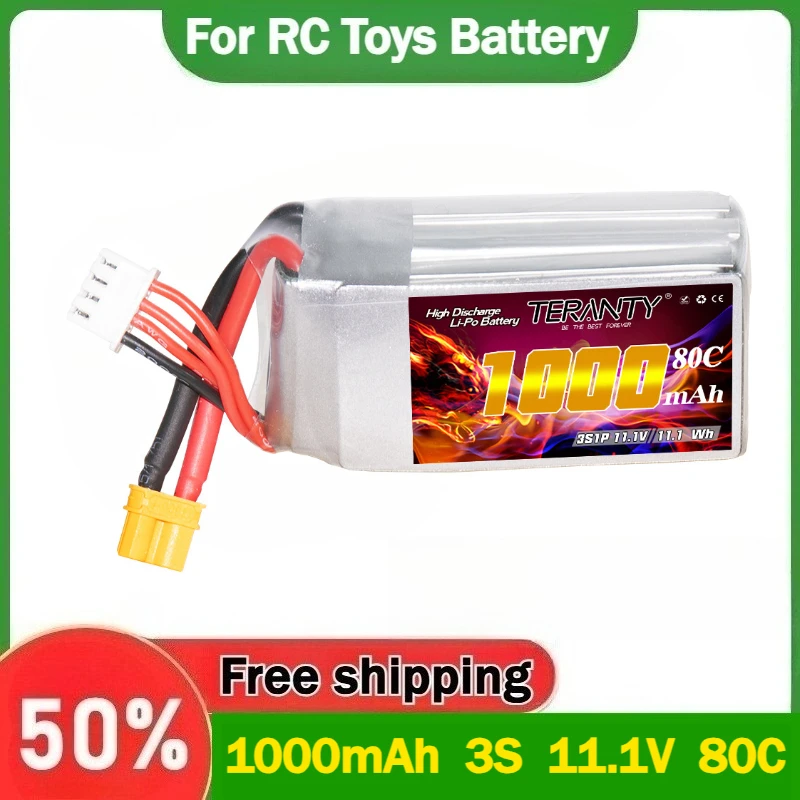 

1000mAh 3S 11.1V 80C FPV LiPo Lithium Battery for Racing Drone Model Aircraft