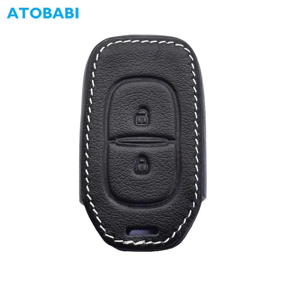 ATOBABI Leather Car Key Case For Dacia Duster Logan Lodgy Sandero Stepway Dokker Renault Symbol Remote Fob Cover Keychain Holder