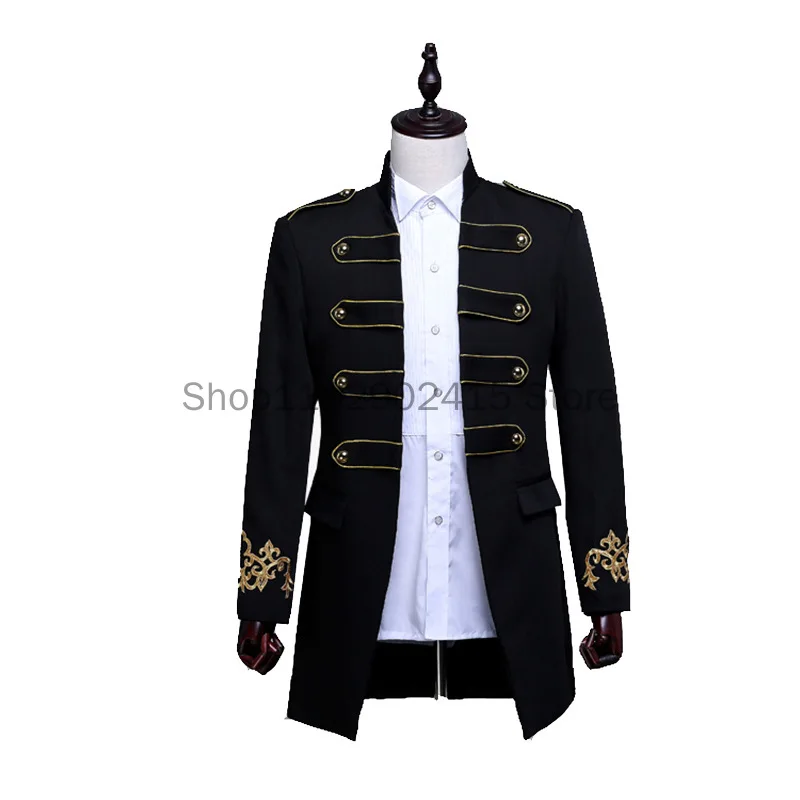 2023 Herren Vintage Militär Tunika lange Jacke Mantel mittelalter liche Cosplay Kostüm Gothic Herren Anzug Jacke Blazer für Party Hochzeit