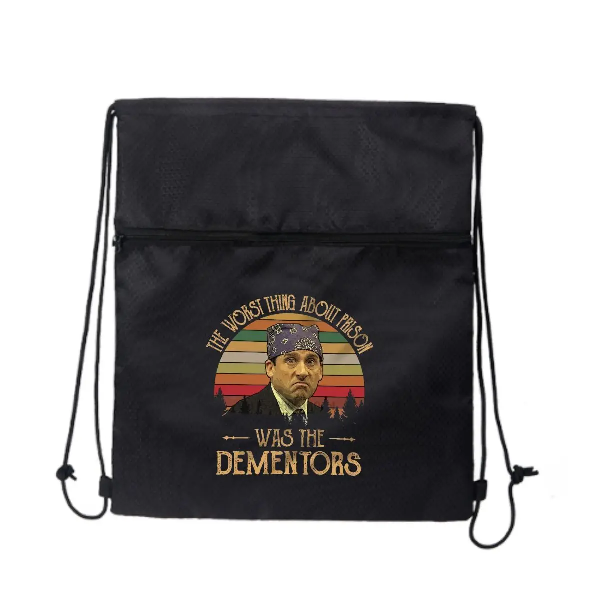 

The Great Thing About Prison Was The Dementors Design Черная сверхлегкая уличная сумка на молнии на шнурке идеально подходящая для коротких походов