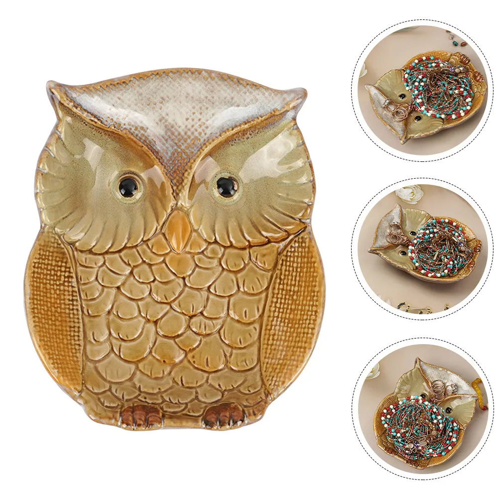 

Керамическая тарелка для фруктов с дизайном совы, поднос для подачи еды, пригодный для микроволновой печи и посудомоечной машины, компактный, легкий, для семейных ужинов и встреч