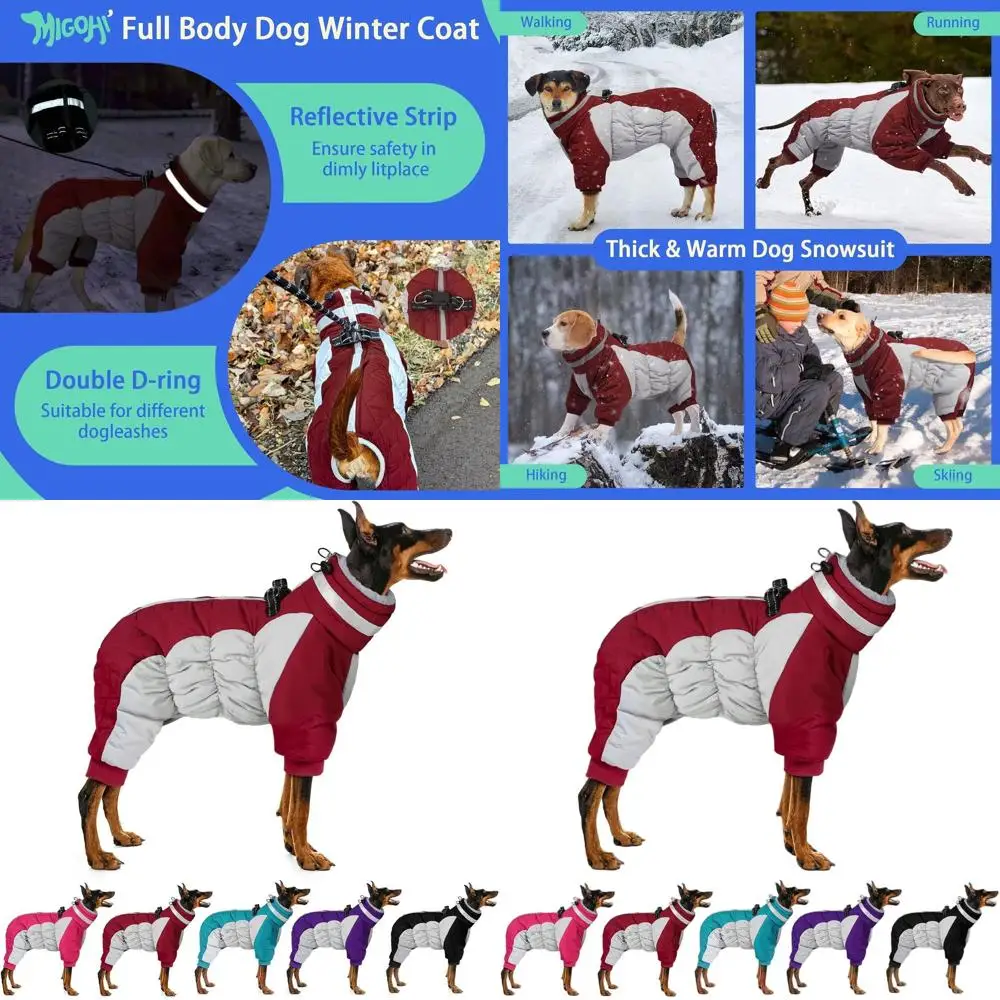 

Large Winter Reflective Dog Coat with Harness, Fleece-Lined, Windproof Suit for Small to 3XL Dogs