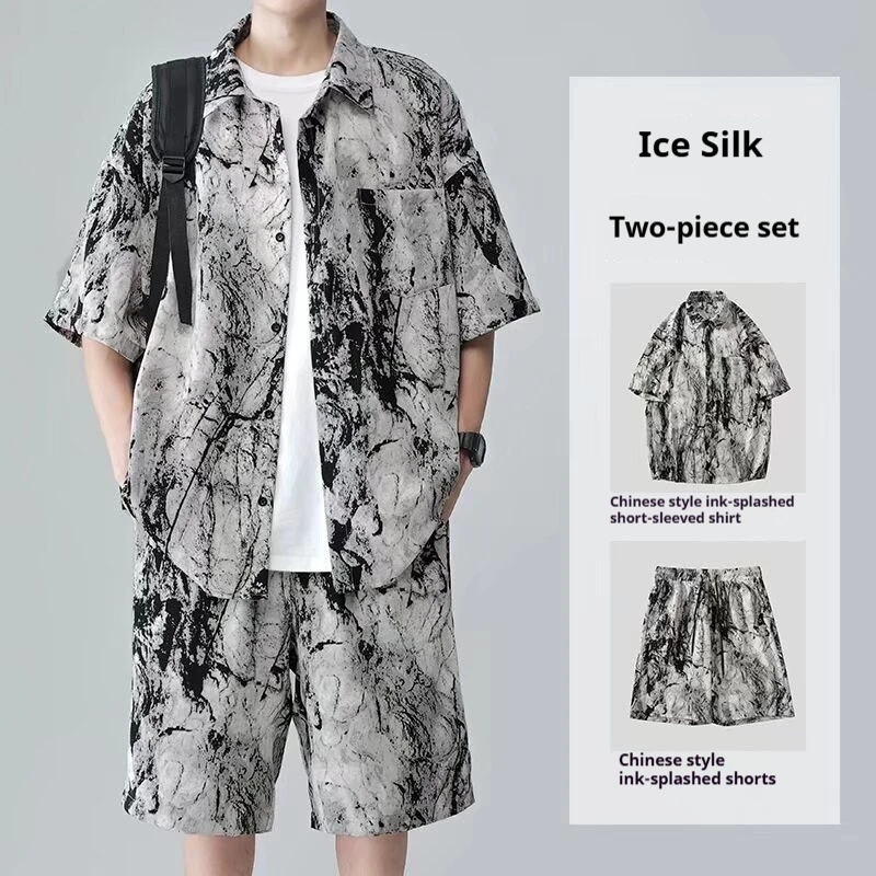 

Mens Summer Floral Print Short Sleeve Tshirt and Shorts Set 2 Piece Casual Loose Outfit Trendy Lightweight Comfort Fit Sets