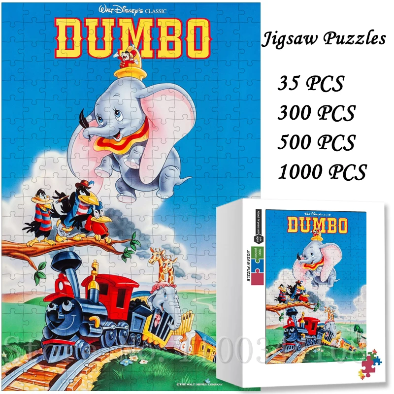 

300/500/1000 шт., пазлы Disney Dumbo для детей, интеллектуальные игры, игрушки, мультяшные фильмы, головоломки, хобби ручной работы