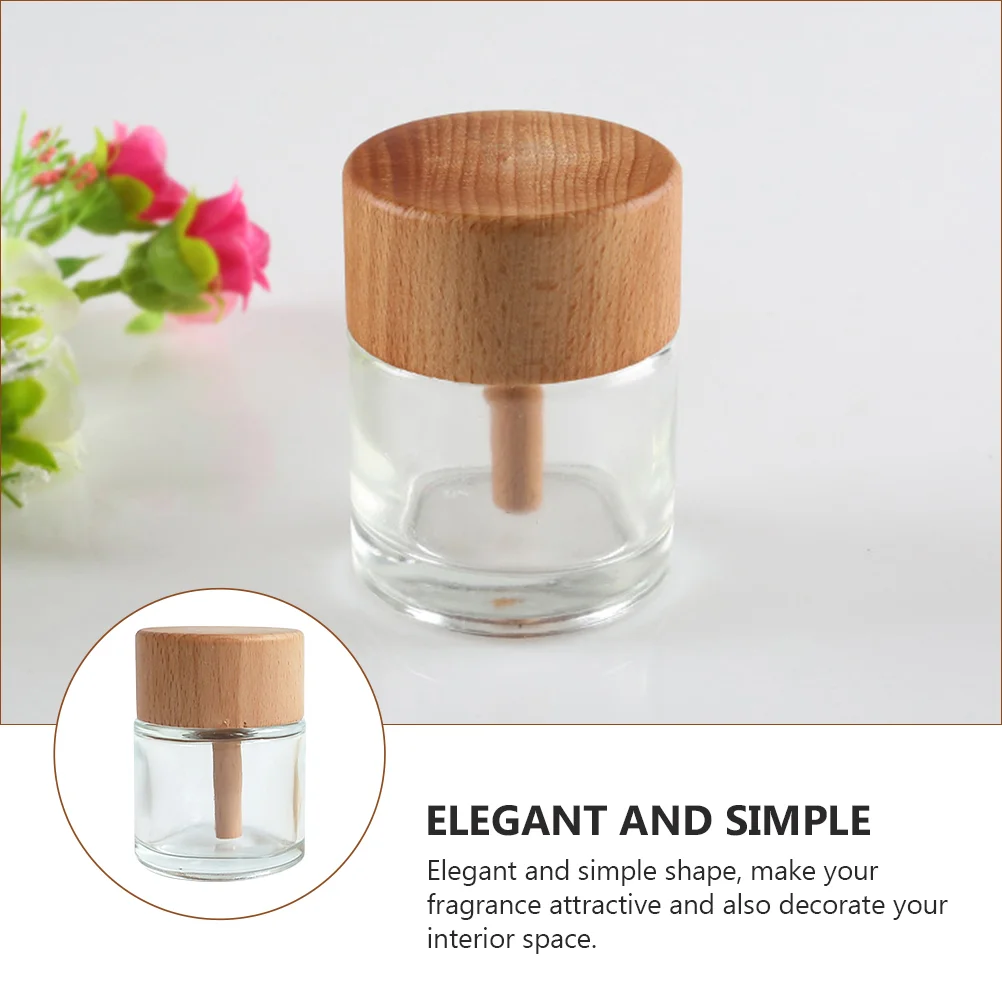 2 Pcs Round Glass Diffuser Bottles Clear Essential Oil Bottle Empty Diffuser Jar Home Decor Aromatherapy Container Sticks