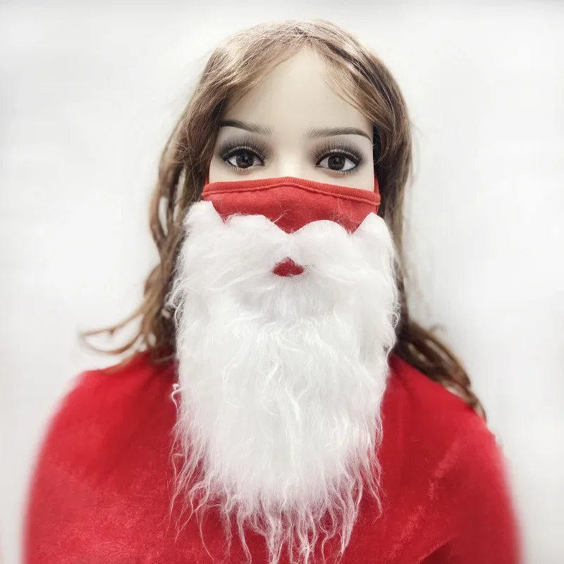 2025 Christmas Beard Mask Red Cotton Mask Holiday Funny White Beard Mask Christmas Decorative Mask.Christmas Hat Sticky Eyebrows