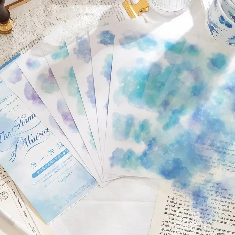 12Pcs Dream Watercolor package Material Primer DIY Decorative Stickers Decorative Stationery Stickers  Scrapbook 210*100mm