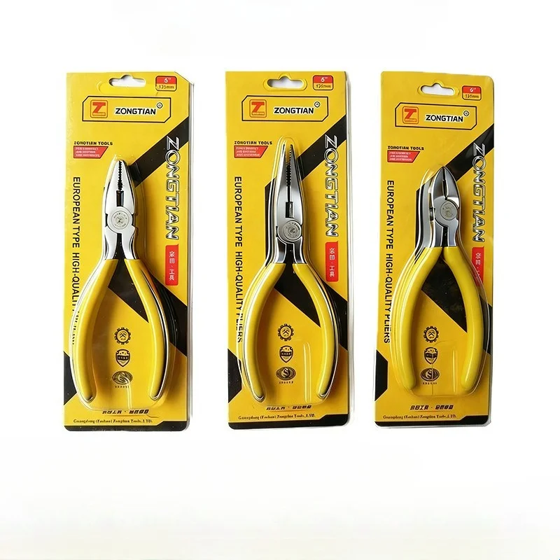 Mini 5-Inch Pliers 45# Steel Long Nose Flat Jaw Wire Cutter Shears for Home Repair Electrical DIY Tool
